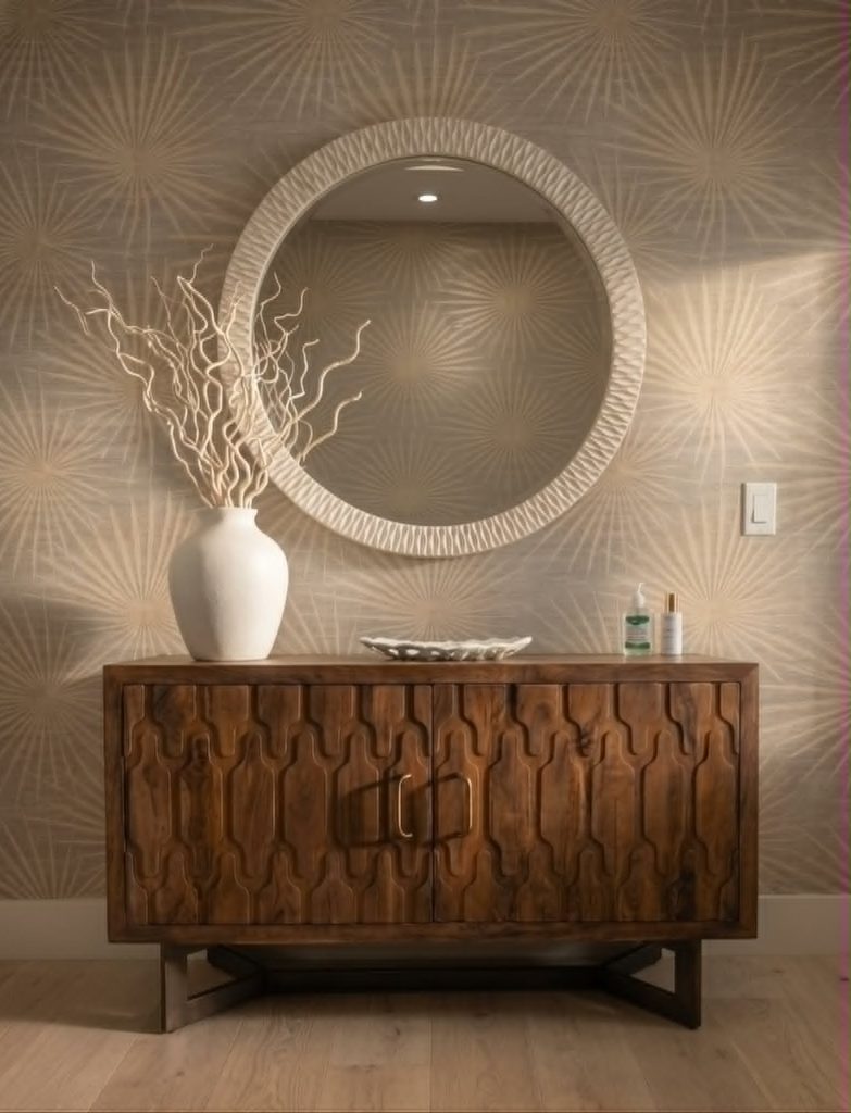 Wallpaper is making a sophisticated comeback — and it’s nothing like the busy prints of the past. Today’s wallcoverings are modern, architectural, and minimalist, adding texture, depth, and elegance through chic patterns and subtle tones.
At Artistic Interiors, we love using wallpaper on accent walls to create an extra layer of warmth, personality, and visual impact. It’s the perfect way to give a space that refined “wow” factor while keeping the overall design clean, timeless, and modern.
