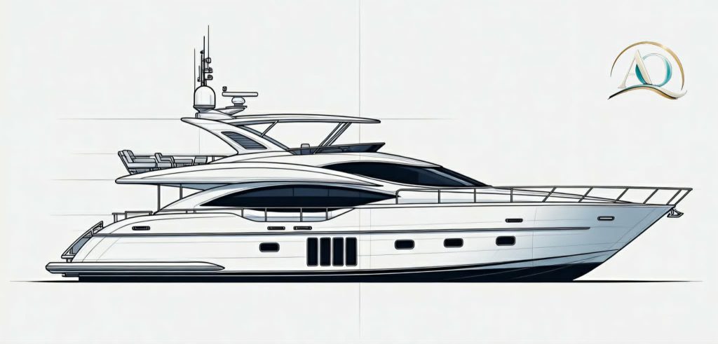 Httpswww Andyquinones Net side view of a white luxury motor yacht with multiple decks and large windows